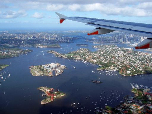 panoramic view of sydney from a plane